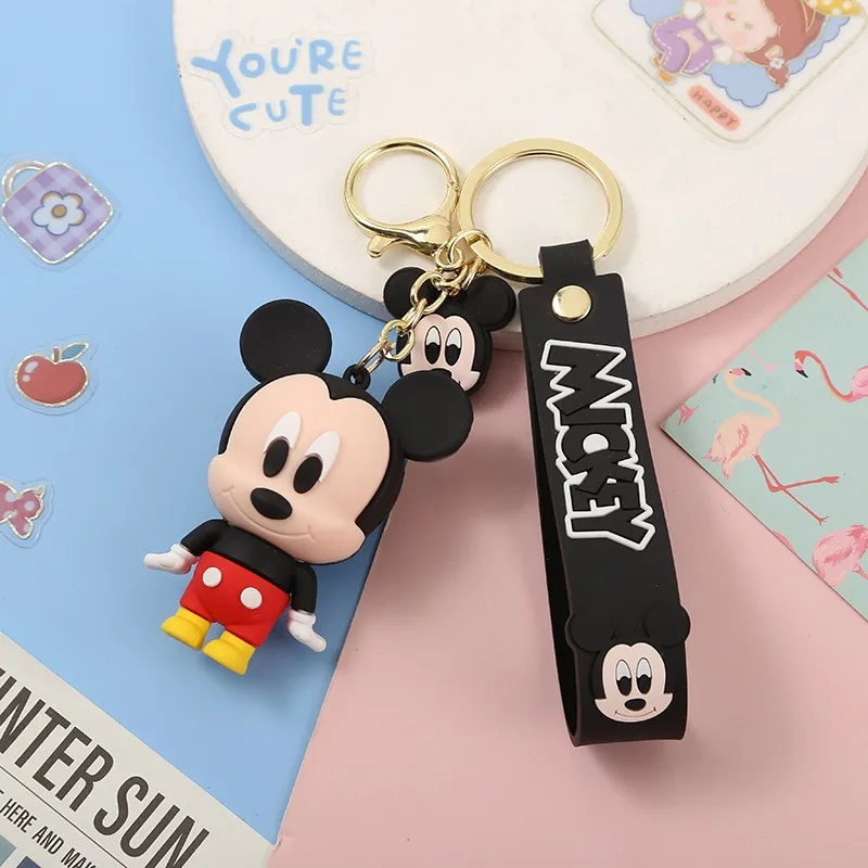 Disney Mickey Mouse Keychains Kawaii Cartoon Figure Keyring Minnie Key  Chain Car Bag Pendant Ornament Key Ring Children Gift