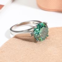 Serenity Real 14mm 10 Carat Green Moissanite Rings For Women 100% S925 Sterling Silver Plate Pt950 Band Fine Jewelry Wholesale