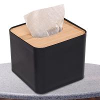 Home Tissue Paper Dispenser White Tissue Box Napkin Containers With Wood Cover Smooth Wooden Facial Tissue Container For