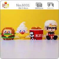 PN 6031 Food World Hamburger Ice Cream Fried Chicken Grandpa Doll 3D Mini Diamond Blocks Bricks Building Toy for Children no Box