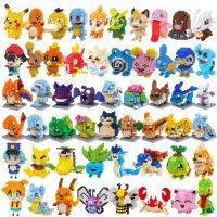 61 Styles Pokemon Blocks Small Cartoon Mini Building Block Pikachu Charizard Eevee Mewtwo Anime Assemble Action Model Dolls Toys