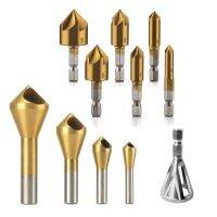 【CW】 11Pcs Titanium Countersink Bit Set 5 Flutes Chamfer Deburring External