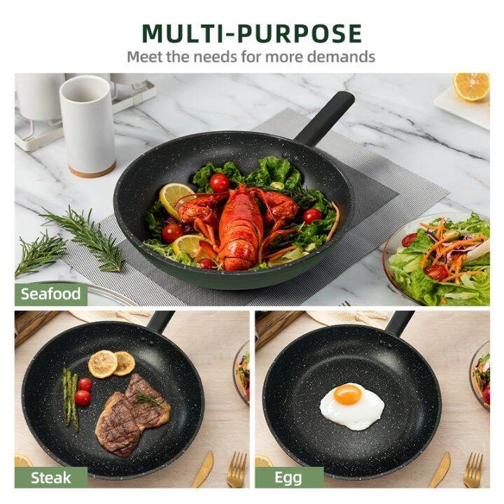 TJean Non Stick Frying Pan Stone Material Cooking Marble Die Casting ...