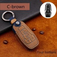 Leather Handmade Car Key Cover key Case For Ford Focus Fiesta Mondeo Kuga Escape Fusion Mustang Explorer Edge Ecosport