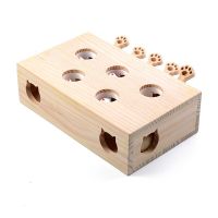 Funny Wooden Cat Hunt Puzzle Toy Maze Pet Hit Hamster Catch Bite Interactive Toys with 5-holed Mouse Holes Cat Gift Pet Supplies