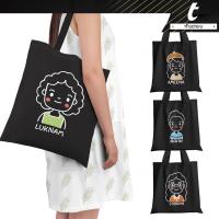 กระเป๋าผ้า สกรีนชื่อ tFactory 13*14" สีดำ กระเป๋า people Tote bag พิมพ์ลายเต็มใบ ลายโดดเด่น กระเป๋าผ้าแคนวาส