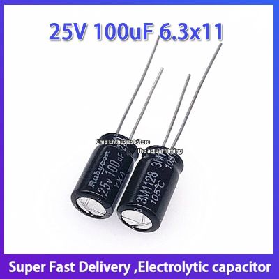 10pcs Rubycon imported electrolytic capacitor 25V 100uF 6.3x11 ruby yxa series 100uF / 25V Electrical Circuitry Parts