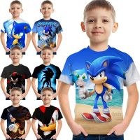 Sonic Hedgehog T-shirt  for (3-13 Years Old)  Kids Dragon Boys and Girls Tees Baby Casual Tops Summer Clothes New Fashion