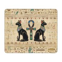 ㍿► Personalized Design Gamer Mouse Pad Rubber Base Egyptian Cats And Ankh Cross Mousepad Computer Horus Eye Egypt Hieroglyphic Mat