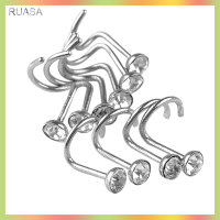 RUASA 10ชิ้นกระดูกจมูกคริสตัลเครื่องประดับแบบเจาะตัวสเตนเลสสตีลแหวนทรงเกลียวหมุดอัญมณี