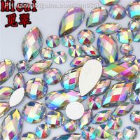 Micui 100PCS Multiple Shape AB Clear Resin Rhinestone Flatback Gems Strass Crystal Stones For Dress Crafts Decorations MC738