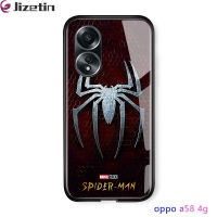 Jizetin OPPO A58 4G Marvl เคสโทรศัพท์สำหรับเด็กผู้ชายเคสลายซูเปอร์ฮีโร่สำหรับผู้ชายสไปเดอร์แมนสไปเดอร์สไปเดอร์เคสโทรศัพท์หลังกระจกนิรภัยขอบนิ่มกันกระแทก