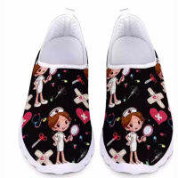 New Cartoon Nurse Doctor Print Women Sneakers Non-slip Light Mesh Shoes Summer Breathable Flats Shoes Zapatos Planos Shoes