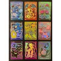 9ชิ้น/เซ็ตแฟลชการ์ดโปเกมอน PTCG Charizard Blastoise Venusaur Mewtwo เกมอนิเมะเกม DIY ตุ๊กตาคริสต์มาสกวางเรนเดียร์บัตรสะสมสำหรับเพื่อน