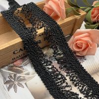 1Yard 3.5CM Wide Black Beaded Lace Tassel Lace Trim Diy Accessories For Clothing Decoration Fabric  Material