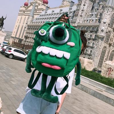 Cartoon Backpack Womens New Cute Four-Legged Monster Womens Bag Travel Backpack Large Capacity Canvas Schoolbag Fashion