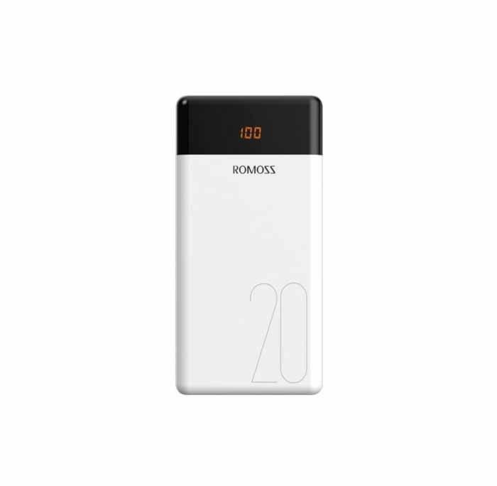 ROMOSS LT20 ชาร์จเข้าได้ 3ระบบ 20000mAh Power bank with LED Powerbank แบตเตอรี่สำรอง มีจอแสดงผล พาวเวอร์แบงค์คุณภาพสูง รุ่น LT20 (สีขาว) (2338)