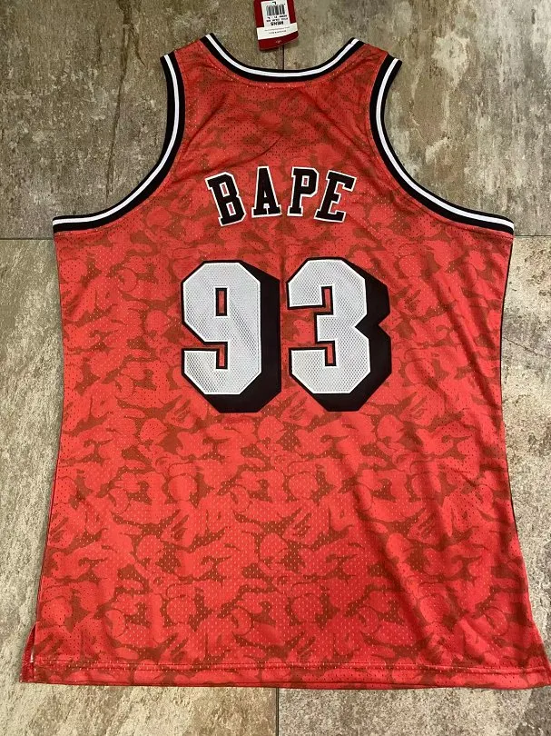 Mens Basketball Jersey Miami Heat #93 BAPE Mitchell Ness Red