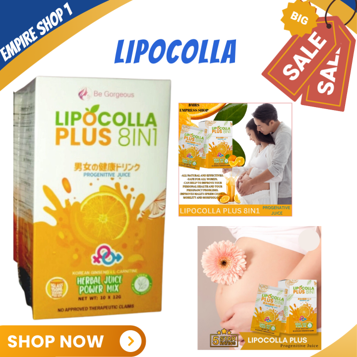 Original LIPOCOLLA PLUS Pregnant 8 in 1 Powdered Orange Juice Be