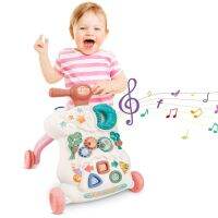 Baby Push Walker พร้อมโต๊ะเล่นดนตรี, Walker การเรียนรู้ที่ปรับได้ความเร็วและความสูงสำหรับทารกเป็นเวลา 12 เดือนขึ้นไป - ป่าสีชมพู