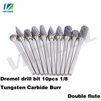 10pcs 1/8 Tungsten Carbide 3mm Drill Bits Rotary Burrs Metal Diamond Grinding Woodworking Milling Cutters For Dremel Drill bits