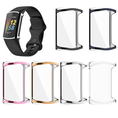 Screen Protector Soft TPU Case Cover for Fitbit Charge 5 All-Around Protective Cover Plated Anti-Scratch Case Shell for Charge 5