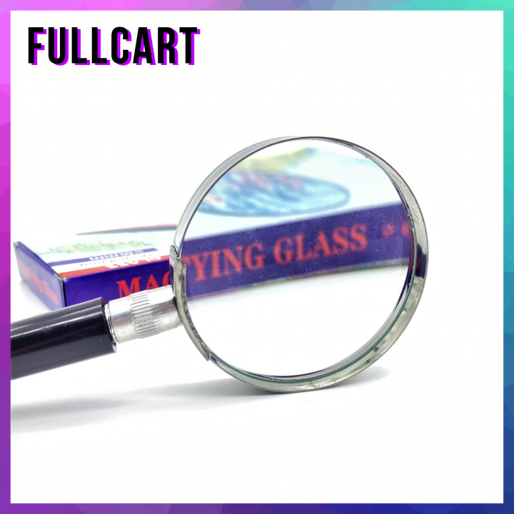 แว่นขยาย-magnifying-glass-แว่นตาขยาย-ขอบสแตนเลส-60-75-90-100-mm-คมชัด-มีหลายขนาด-สำหรับอ่านหนังสือ-ส่องพระ-by-fullcart