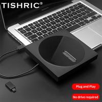 TISHRIC Type C USB 3.0เครื่องอ่านเครื่องเล่นซีดีภายนอกเครื่องเขียนเอ็กซ์เทอนอลดีวีดีไดร์ฟ CD-RW DVD-RW สำหรับพีซีแล็ปท็อปเดสก์ท็อป