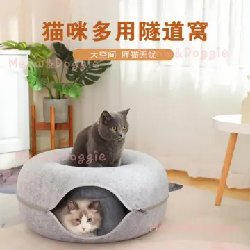 Cat Tunnel Felt Mat Toy Collapsible Cats Tube Toys Cave Nest DIY  Combination Play Tunnels Pet Interactive Toy for Kitten Rabbits