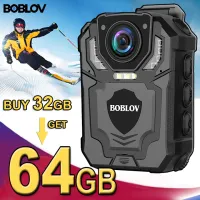 【ซื้อ32G รับ64G】BOBLOV T5 1296P กล้องแอ็กชันกีฬากันน้ำ,ตัวกล้องขนาดเล็ก128GB เครื่องบันทึกเสียงวิดีโอไนท์วิชั่น IR กล้องบันทึกพร้อมห่วงสำหรับบัน