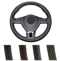 DIY Customized Car Steering Wheel Cover For Volkswagen VW Golf Tiguan Passat B7 Passat CC Touran Auto Leather Steering Wrap Steering Wheels Accessorie