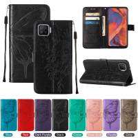 OPPO A73 Case, WindCase Butterfly PU Leather Flip Wallet Card Slots with Hand Strap, Stand Cover for OPPO A73 2020 4G / OPPO F17