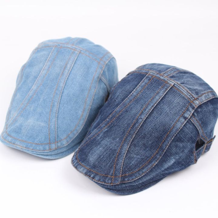 2022-jeans-beret-hat-for-men-denim-cap-fitted-cabbie-flat-gorras