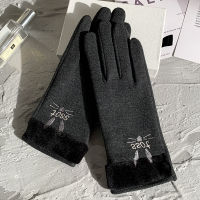 【cw】 De Velvet s Womens Autumn and Winter Fleece-Lined Thermal and Windproof Korean Style Student Hand Repair All-Match Outdoor Cycling Driving Touch Screen ！