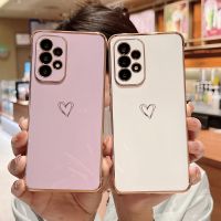 Plating Love Heart Silicone Case For Samsung A54 A53 A52 A34 5G S23 Ultra S22 Plus S21 S20 FE Shockproof Lens Protection Cover