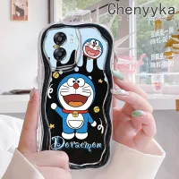 เคส Chenyyyka สำหรับ OPPO A57 2022 A77 2022 A57s A77E A77S ลายการ์ตูนโดราเอมอนน่ารักดีไซน์ใหม่เนื้อครีมขอบคลื่นนุ่มเคสมือถือกันกระแทกแบบใสโปร่งใสลายกล้องถ่ายรูปเรียบง่ายฝาครอบป้องกันอ่อนโยน