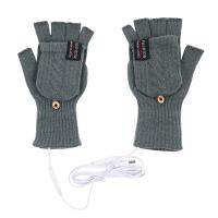 USB Electric Heated Gloves 2-Side Heating Convertible Fingerless Glove Mittens Adjustable Cycling Skiing Gloves