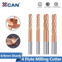 XCAN ดอกเอ็นมิลคาร์ไบด์ 4 มม. 6 มม. ก้าน 4 ขลุ่ยเครื่องตัดมิลลิ่ง TiCN เคลือบ CNC Router Bit Flat Milling เครื่องมือ