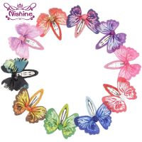 Nishine 10pcs/lot Butterfly Hair Ribbon Bows Hair Clip Bowknot Kids Girls Baby Pin Children Hair Pins Birthday Photography Props