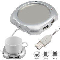 แผ่นรองอุ่นแก้วแก้วกาแฟชา USB พร้อมฮับ USB 4ฮับ USB พอร์ตสำนักงานบ้านแล็ปท็อป PC