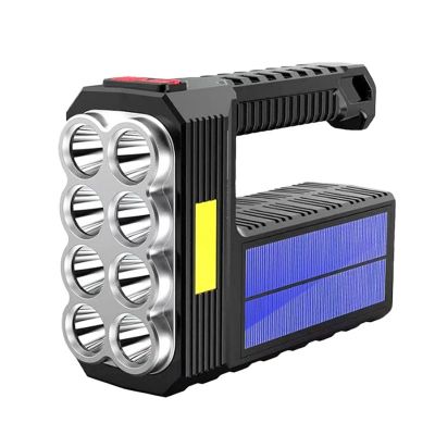 Solar rechargeable USB glare flashlight field super bright anti-fall led flashlight portable searchlight long-range