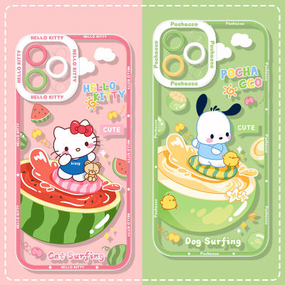Hello Kitty Pochacco Surfing Clear Case For Samsung Galaxy A04 A04S A04E A13 A33 A53 A73 A12 A22 A32 A52 A52S A72 A51 A71 Cover Phone Cases