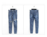 Womens#Korean#highwaist#ripped#jeans#summer#tight#nine pants