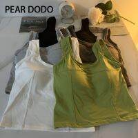 PEAR DODO เสื้อกั๊กมีสายเอี๊ยมสำหรับผู้หญิงฉบับภาษาเกาหลีสีพื้นสีทึบ