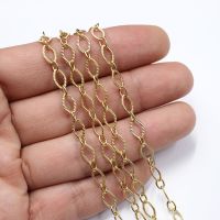 ✲✁  APDGG  5 Meters Gold Plated Bezel Set Fashion Chain Paperclip Neck Necklace Earring Making