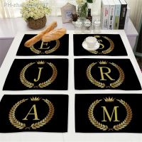 【CC】 Letters kitchen Placemat Cotton Table Mats 42X32cm Cup Drink Coasters