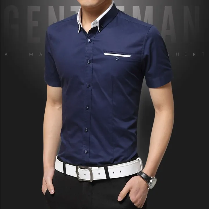 men-business-shirts-short-sleeve-formal-shirt-m-5xl-เสื้อเชิ้ตแขนสั้น-สีพื้น-สไตล์แฟชั่น-สำหรับผู้ชาย