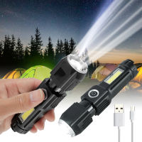 【เรือจากประเทศไทย】ไฟฉายแรงสูง ไฟฉาย led+COB lights 200W Flashlight 100000 Lumen Powerful Flashlight ไฟฉายชาร์จได ไฟฉายเดินป่า ไฟฉายแรงสูง USB Torch Flashlight Rechargeable