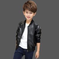 Arrived Boys Coats Autumn Winter Fashion Korean Childrens Plus Velvet Warming Cotton PU Leather Jacket For 1-11Y Kids Hot