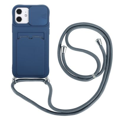 「Enjoy electronic」 Lanyard Candy Color Phone Case For iPhone 12 11 13 Pro Max X XR XS Max 14 Pro 7 8 Plus SE2020 Shockproof Bumper Card Slot Cover